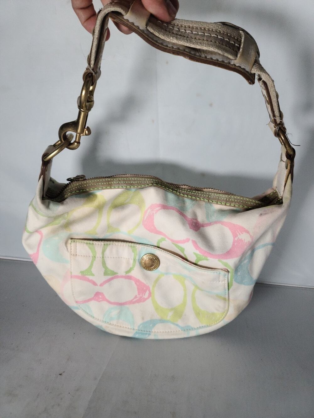 Vintage Coach Hamptons Scribble Hobo Bag Multicolor Pastel